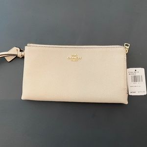 COACH Double Zip Wristlet Wallet In Chalk Color